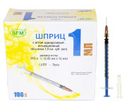 Шприц 1мл туберкулиновый СФМ (3-х комп.) съемная игла 26G(0,45х12 мм), СИНИЙ поршень, SFM, Германия Шприц 1мл туберкулиновый СФМ (3-х комп.) съемная игла 26G(0,45х12 мм), СИНИЙ поршень, SFM, Германия