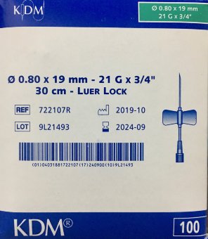 Катетер Бабочка 21G (0,8х19 мм) KD-Fly -микроперфузор -ЗЕЛЕНЫЙ, Германия, №1