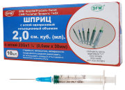Шприц 2 мл СФМ №10 (3-х комп.) игла 23G(0,6х30мм), SFM (без латекса), Германия Шприц 2 мл СФМ №10 (3-х комп.) игла 23G(0,6х30мм), SFM (без латекса), Германия