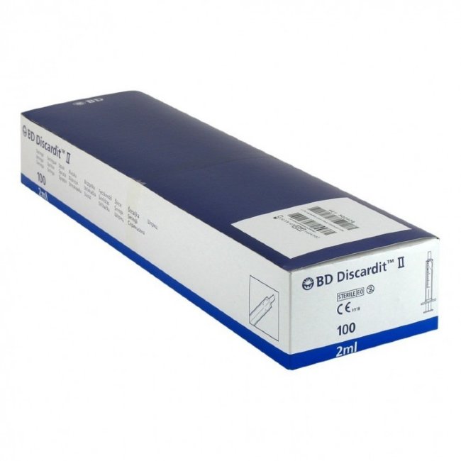 шприц 2 мл Becton Dickinson (2-х комп.) стер. однор. с иглой 0,6х30мм (23G) Luer Slip