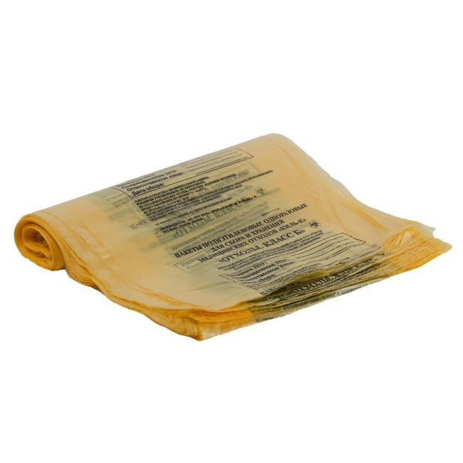 Пакет для мед. отходов 330х600 мм, кл.Б, желтый, ПТП Киль, №100