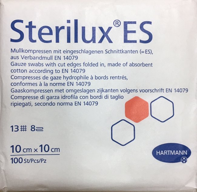Салфетка н/ст марлевая Sterilux ES (8 слоев-13 нитей) 10 х10 см, упак.100 шт.
