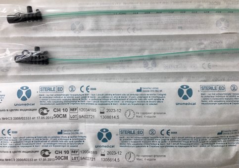 Катетер (зонд) питающий с РКП метрический СН 10(3,3мм) х50см, черный, ConvaTec Ltd./Unomedical Катетер (зонд) питающий с РКП метрический СН 10(3,3мм) х50см, черный, ConvaTec Ltd./Unomedical