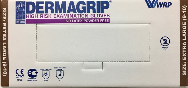 Перчатки н/ст латекс., р. XL(9-10) DERMAGRIP®High Risk, сверх-прочные, смотр. текст. неопудр., 25пар