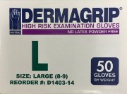 Перчатки н/ст латекс., р.L (8-9) DERMAGRIP®High Risk, сверх-прочные, смотр. текст. неопудр., 25пар