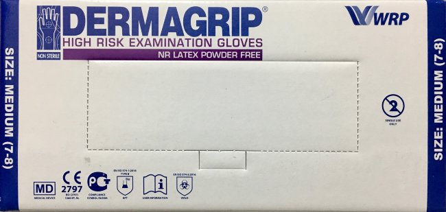Перчатки н/ст латекс., р.M (7-8) DERMAGRIP®High Risk, сверх-прочные, смотр. текст. неопудр., 25пар
