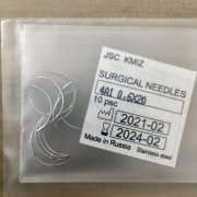 Игла хир. 4А1-0,6х 20, изогнутая 4/8 окружности, колющая, круглая, с пружинящим ушком, №10