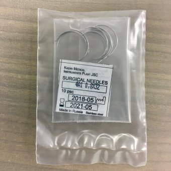 Игла хир. 4А1-0,8х 32 изогнутая 4/8 окружности, колющая, круглая, с пружинящим ушком, №10 Игла хир. 4А1-0,8х 32 изогнутая 4/8 окружности, колющая, круглая, с пружинящим ушком, №10