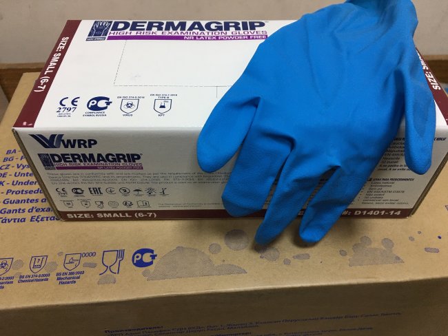 Перчатки н/ст латекс., р.S (6-7) DERMAGRIP®High Risk, сверх-прочные, смотр. текст. неопудр. (25 пар) Перчатки н/ст латекс., р.S (6-7) DERMAGRIP®High Risk, сверх-прочные, смотр. текст. неопудр. (25 пар)