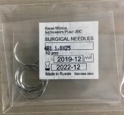 Игла хир. 4В1-1,0х 25 изогнутая 4/8 окружности, колющая, трехганная, с пружинящим ушком, №10