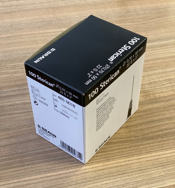 Игла 22G (0,7х50мм) Стерикан (Sterican), B.Braun, Германия, арт.4650018, упак.100 шт., №1 Игла 22G (0,7х50мм) Стерикан (Sterican), B.Braun, Германия, арт.4650018, упак.100 шт., №1