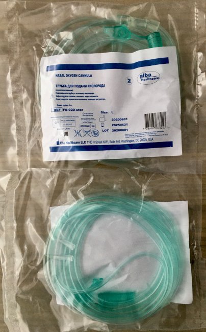 Трубка кислородная (канюля назальная) р.L, с трубкой 2м, Alba Healthcare, США Трубка кислородная (канюля назальная) р.L, с трубкой 2м, Alba Healthcare, США