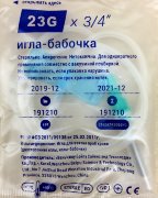 Игла-Бабочка 23G(0,6х19мм) для проб крови с луер-адаптером к вак. пробиркам, Wenzhou, №1