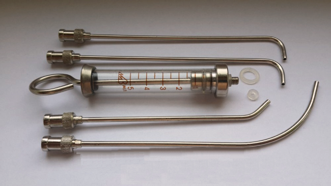 Шприц 5мл лабораторый, стекло, для внутригортанных вливаний и промывания миндалин (ОР-7-304-5), МЗМИ