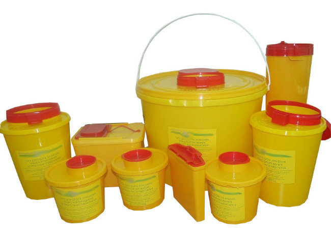 контейнер-емкость 3л МП-02 (с ручкой) для сбора орг. отходов, кл.Б, В (желтый)