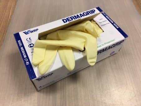 Перчатки н/ст латекс. смотр. текстур.,  р.XL (9), неопудр., DERMAGRIP®EXTRA, особо-прочные (25 пар) Перчатки н/ст латекс. смотр. текстур.,  р.XL (9), неопудр., DERMAGRIP®EXTRA, особо-прочные (25 пар)