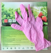 Перчатки Нитриловые р.L, смотр. неопудр. текстур. SunViv, AN316L, розовые, упак.50 пар, Малайзия