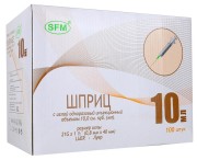 Шприц 10 мл, 2-х комп., СФМ, съемная игла 21g(0,8х40мм), 100/1600шт., SFM, Германия