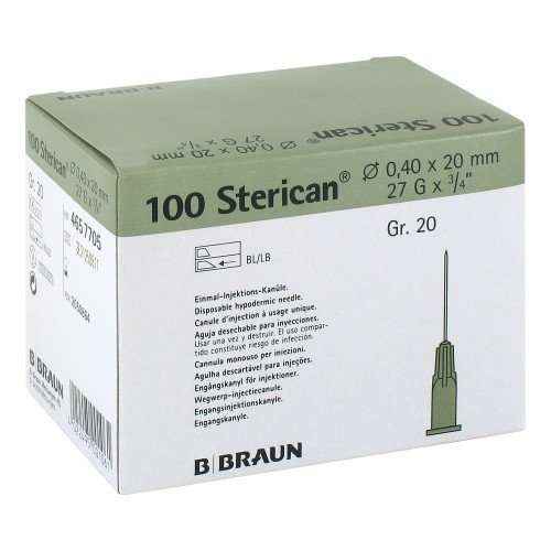 Игла 27G (0,4х20мм) Стерикан (Sterican), B.Braun, Германия, арт.4657705, упак.100 шт., №1 Игла 27G (0,4х20мм) Стерикан (Sterican), B.Braun, Германия, арт.4657705, упак.100 шт., №1